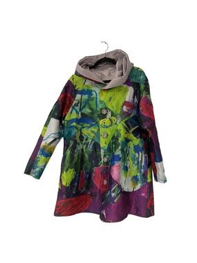 UBU Womens Reversible Jacket Coat Raincoat XS Lilac Garden Epiphan Abstract NWT